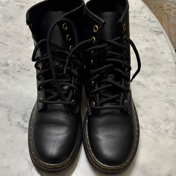 Dr. Martens Shoes - Dr. Martens Black Boots with Yellow Stitching